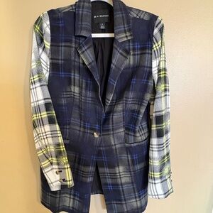 BP + Wildfang Plaid Blazer Pants Set Mixed Print Suit M